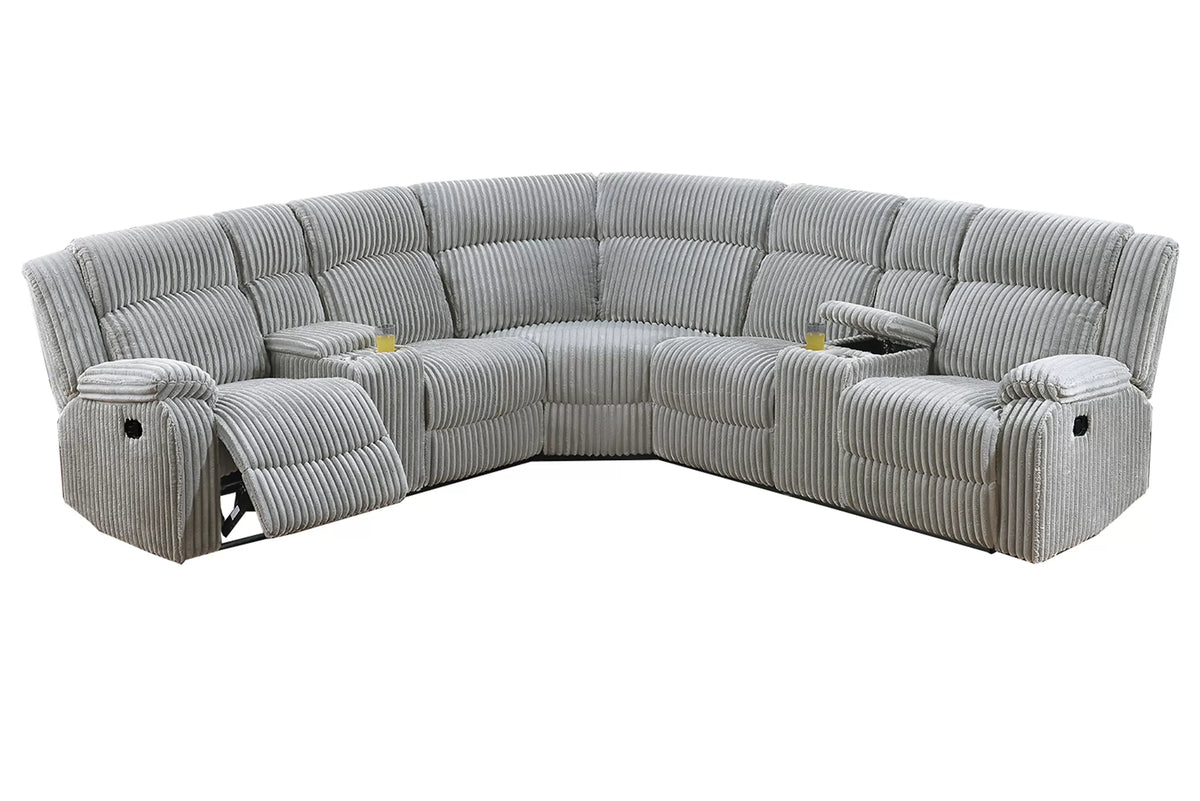 The Winslow Ash Corduroy Power Reclining Sectional with USB – 3 Piece - view 2