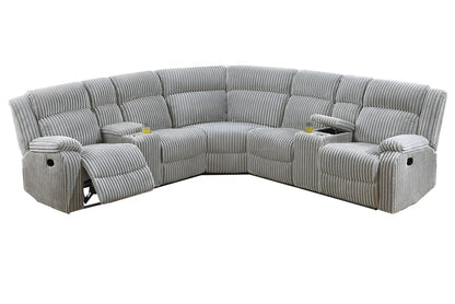 The Winslow Ash Corduroy Power Reclining Sectional with USB – 3 Piece - view 2
