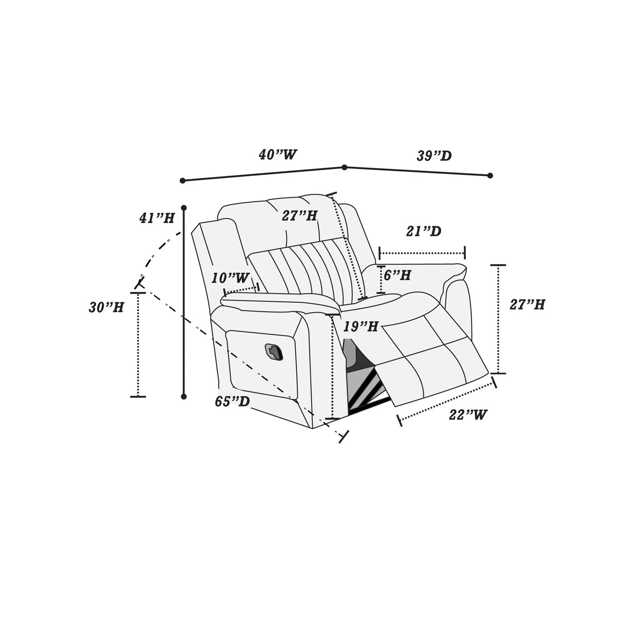 The Norwood II Slate Blue Breathable Leatherette Manual Glider Recliner Chair - view 5