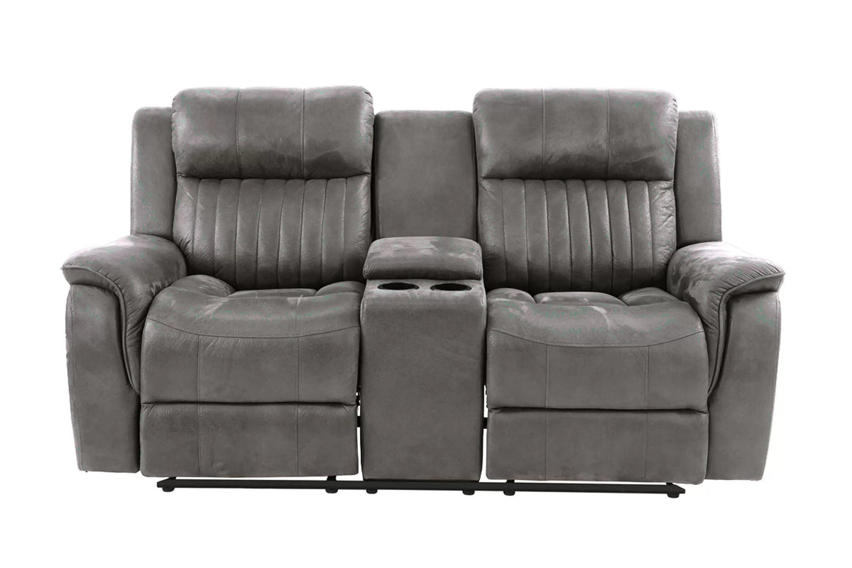The Norwood II Slate Blue Breathable Leatherette Manual Recliner Loveseat with Console - view 3