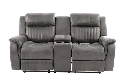The Norwood II Slate Blue Breathable Leatherette Manual Recliner Loveseat with Console - view 3