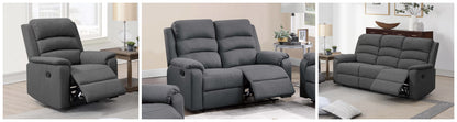 The Marlowe Dark Gray Burlap Manual Motion Living Room Set – 3 Piece