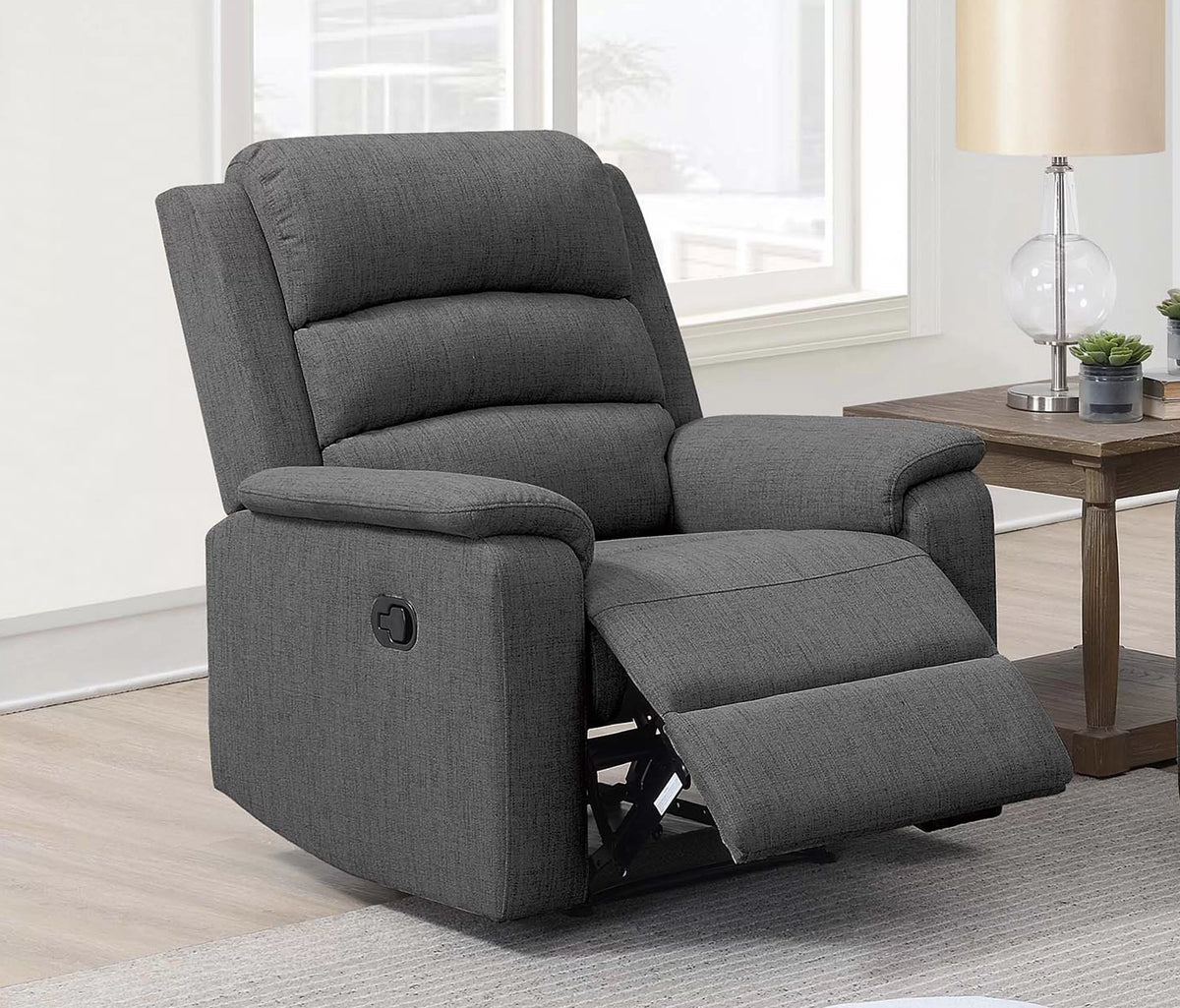 The Marlowe Dark Gray Burlap Manual Recliner Chair - view 1