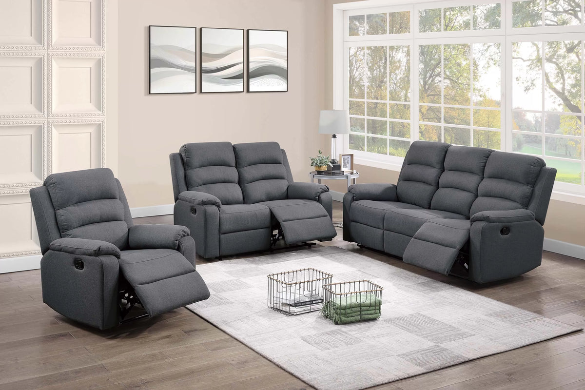 The Marlowe Dark Gray Burlap Manual Recliner Sofa - view 2