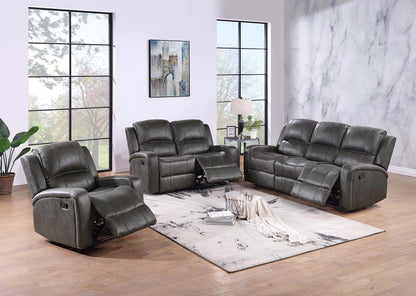 The Bexley Smoke Leather-Like Manual Motion Living Room Set – 3 Piece - view 6