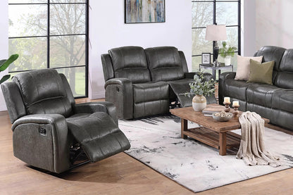 The Bexley Smoke Leather-Like Manual Motion Living Room Set – 3 Piece - view 4