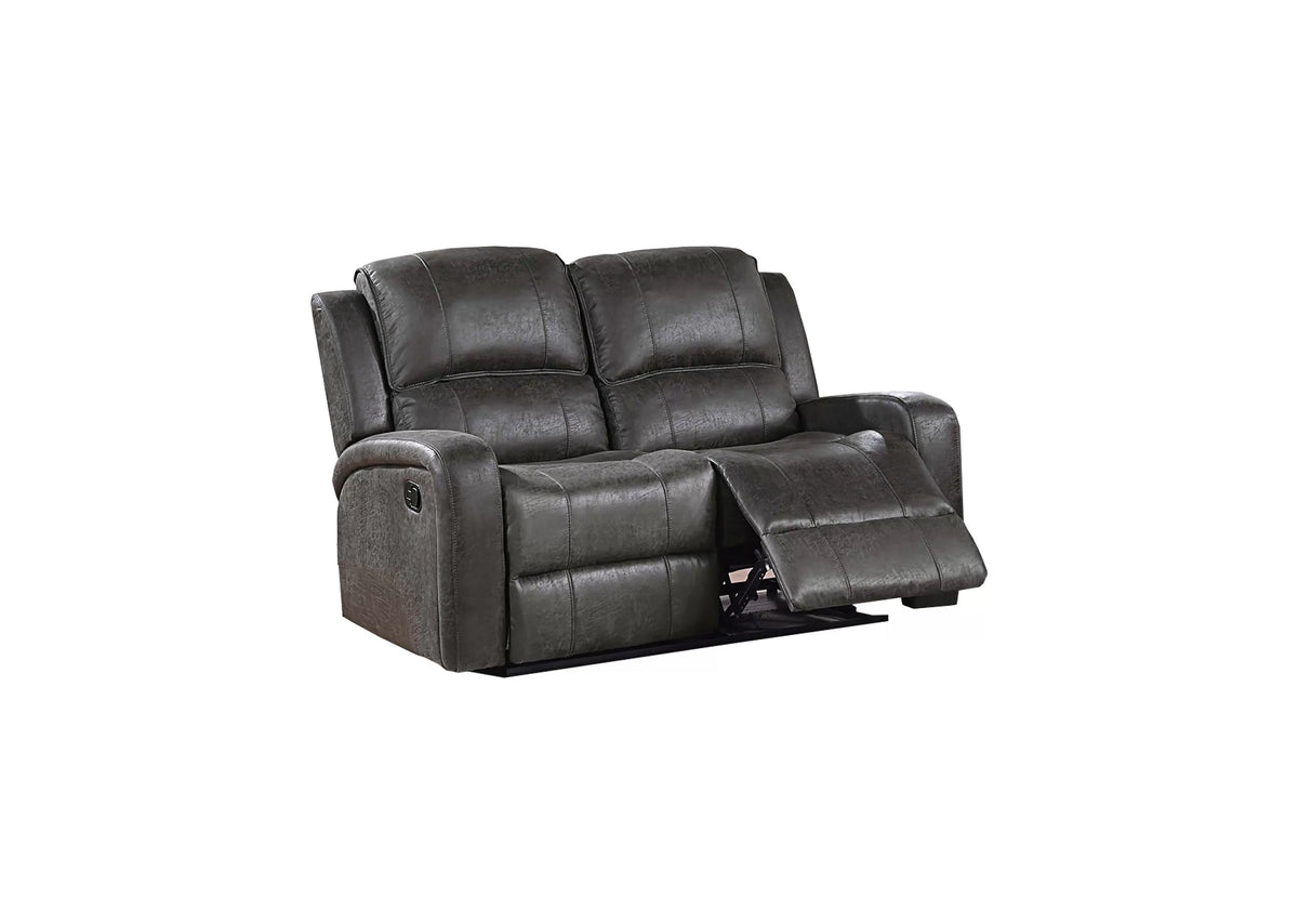 The Bexley Smoke Leather-Like Manual Recliner Loveseat - view 3
