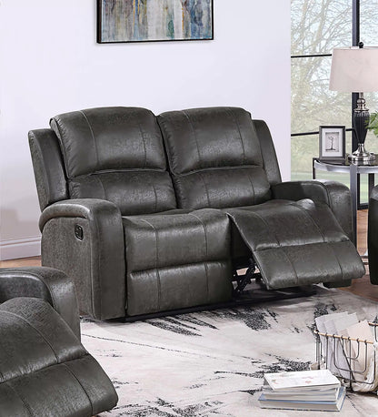 The Bexley Smoke Leather-Like Manual Recliner Loveseat - view 1