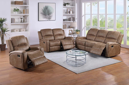 The Bexley Chestnut Leather-Like Manual Motion Living Room Set – 3 Piece - view 1