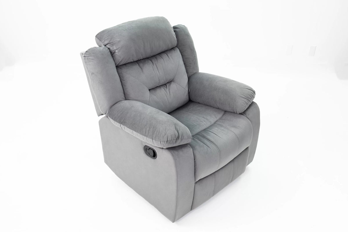 The Aldric Dark Gray Velvet Manual Recliner Chair - view 9