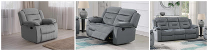 The Aldric Dark Gray Velvet Manual Motion Living Room Set – 3 Piece