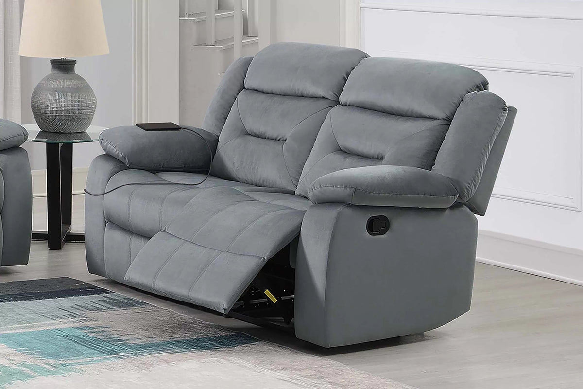 The Aldric Dark Gray Velvet Manual Recliner Loveseat - view 1