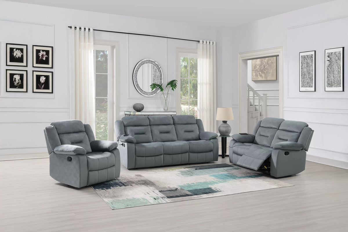 The Aldric Dark Gray Velvet Manual Recliner Sofa - view 2