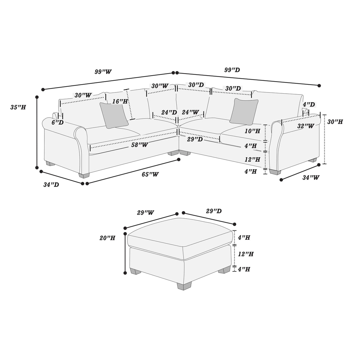 The Belford Sage Sectional – 4 Piece - view 8