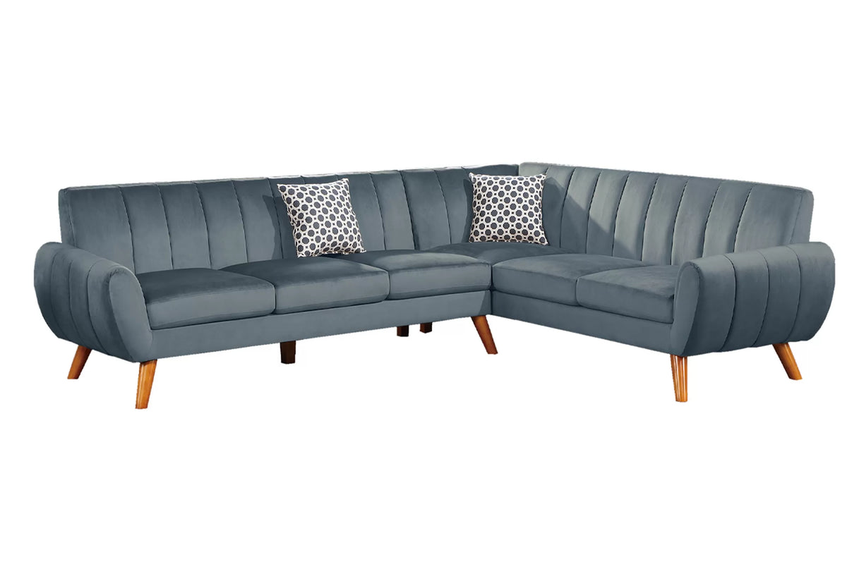 The Donnelly Dark Gray Velvet Deep-Seat Sectional – 2 Piece
