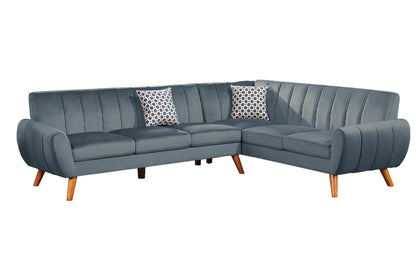 The Donnelly Dark Gray Velvet Deep-Seat Sectional – 2 Piece