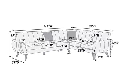 The Donnelly Dark Gray Velvet Deep-Seat Sectional – 2 Piece