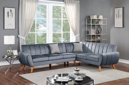 The Donnelly Dark Gray Velvet Deep-Seat Sectional – 2 Piece