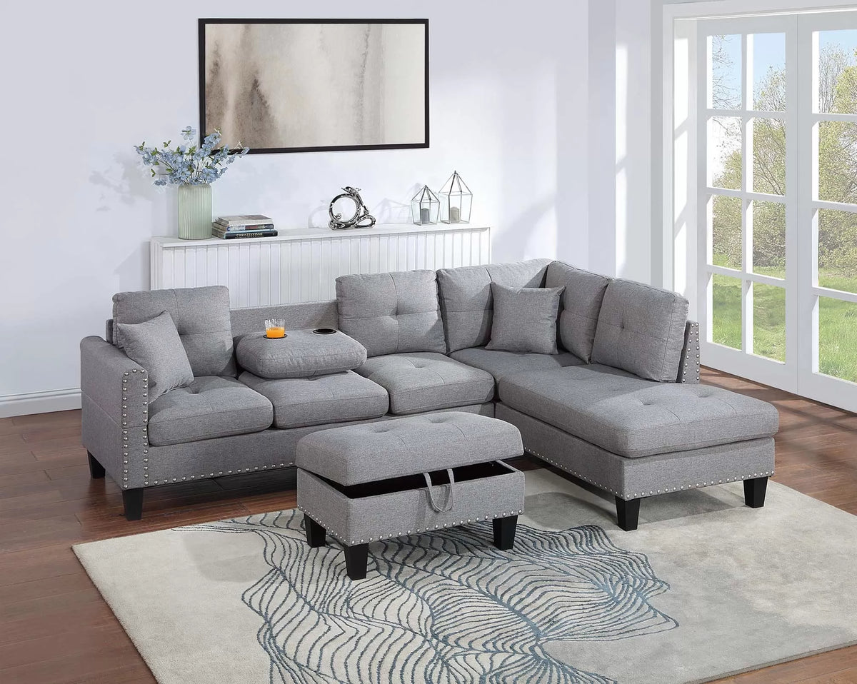 The Langley Taupe Gray Sectional – 3 Piece