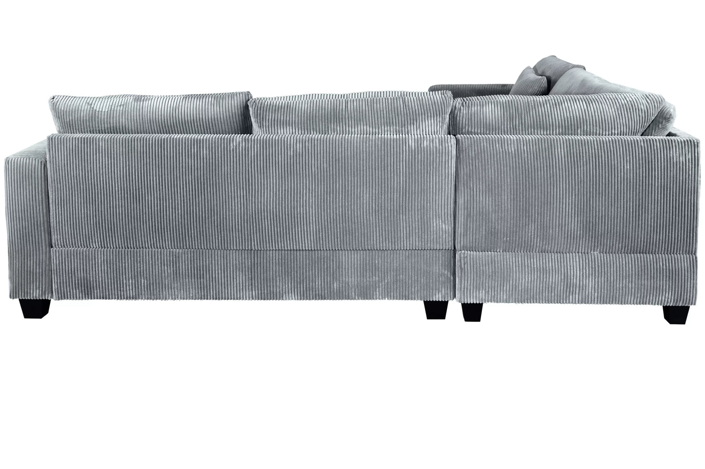 4-Piece Corduroy Sectional with Ottoman – Fog Gray | F8890