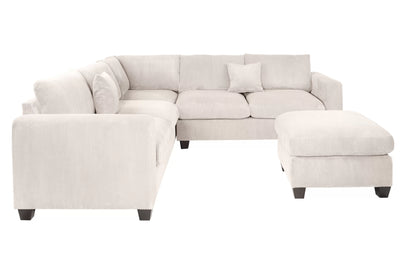 4-Piece Corduroy Sectional with Ottoman – Ivory | F8891