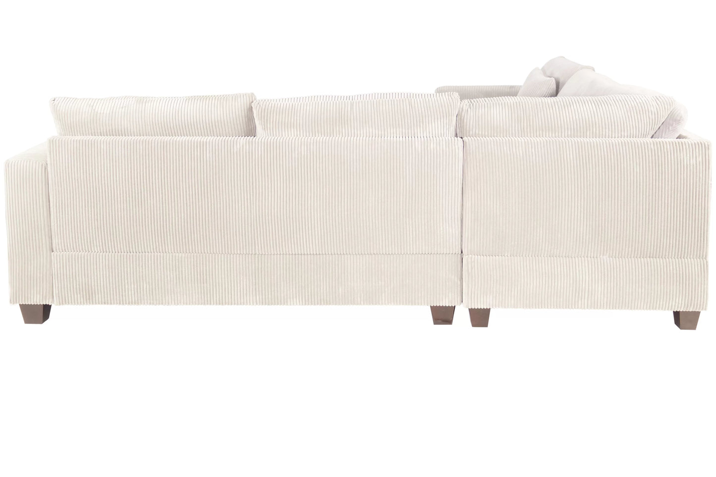 4-Piece Corduroy Sectional with Ottoman – Ivory | F8891