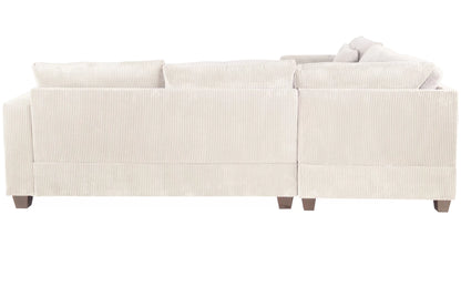 4-Piece Corduroy Sectional with Ottoman – Ivory | F8891