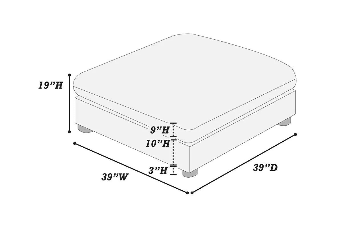 The Metro Light Gray Corduroy Ottoman - view 2