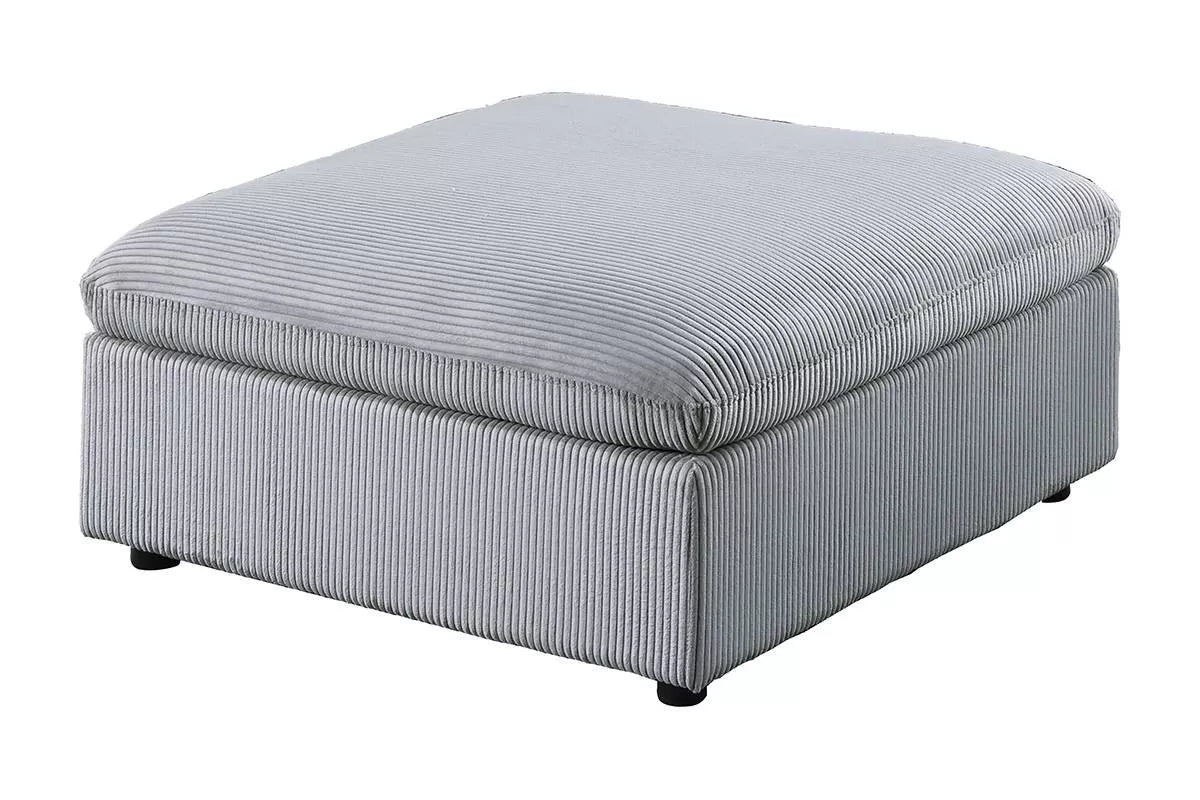The Metro Light Gray Corduroy Ottoman - view 1