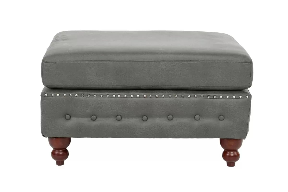 The Gray Tufted Nailhead Cocktail Ottoman - view 2