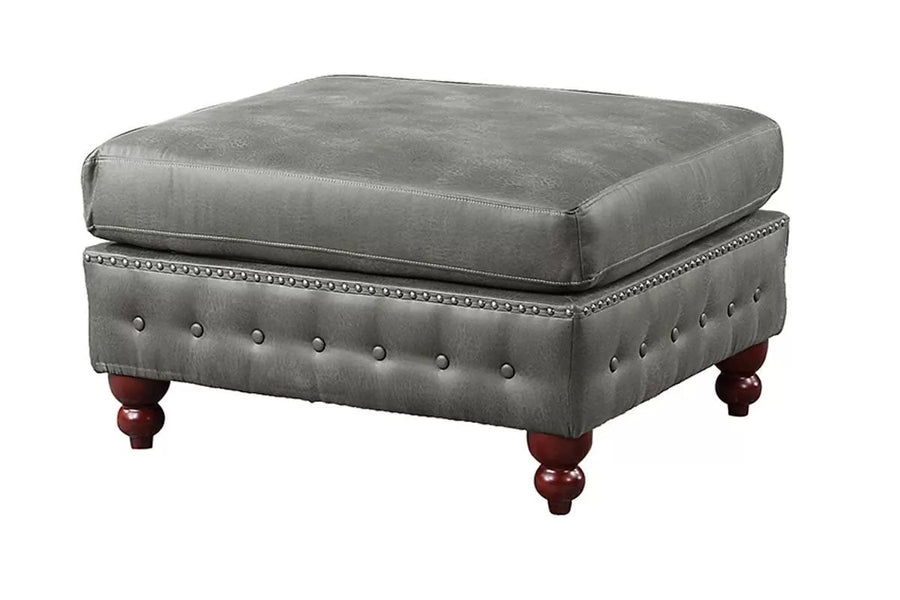 The Gray Tufted Nailhead Cocktail Ottoman