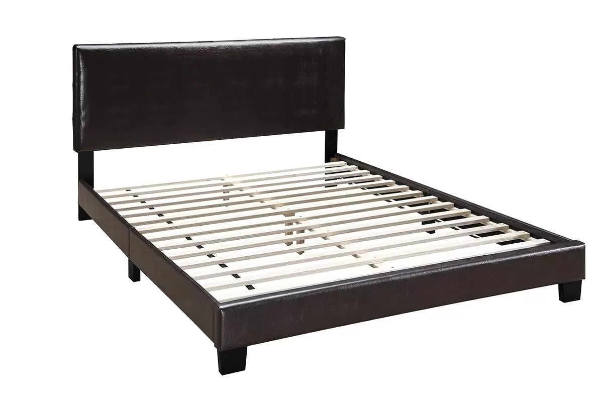 The Mercer Brown Faux Leather Full Bed Frame, Nightstand & Chest – 3 Piece - view 2
