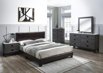 The Mercer Brown Faux Leather Queen Bed Frame - view 1