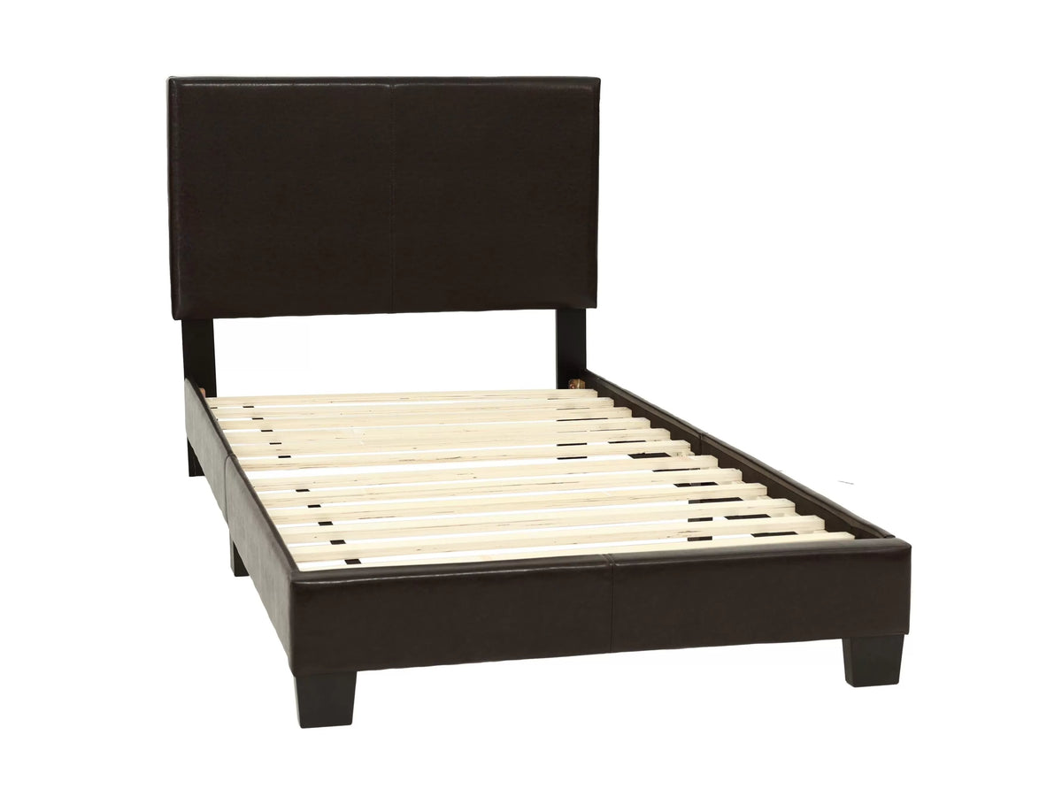 The Mercer Brown Faux Leather Twin Bed Frame, Nightstand & Chest – 3 Piece - view 2