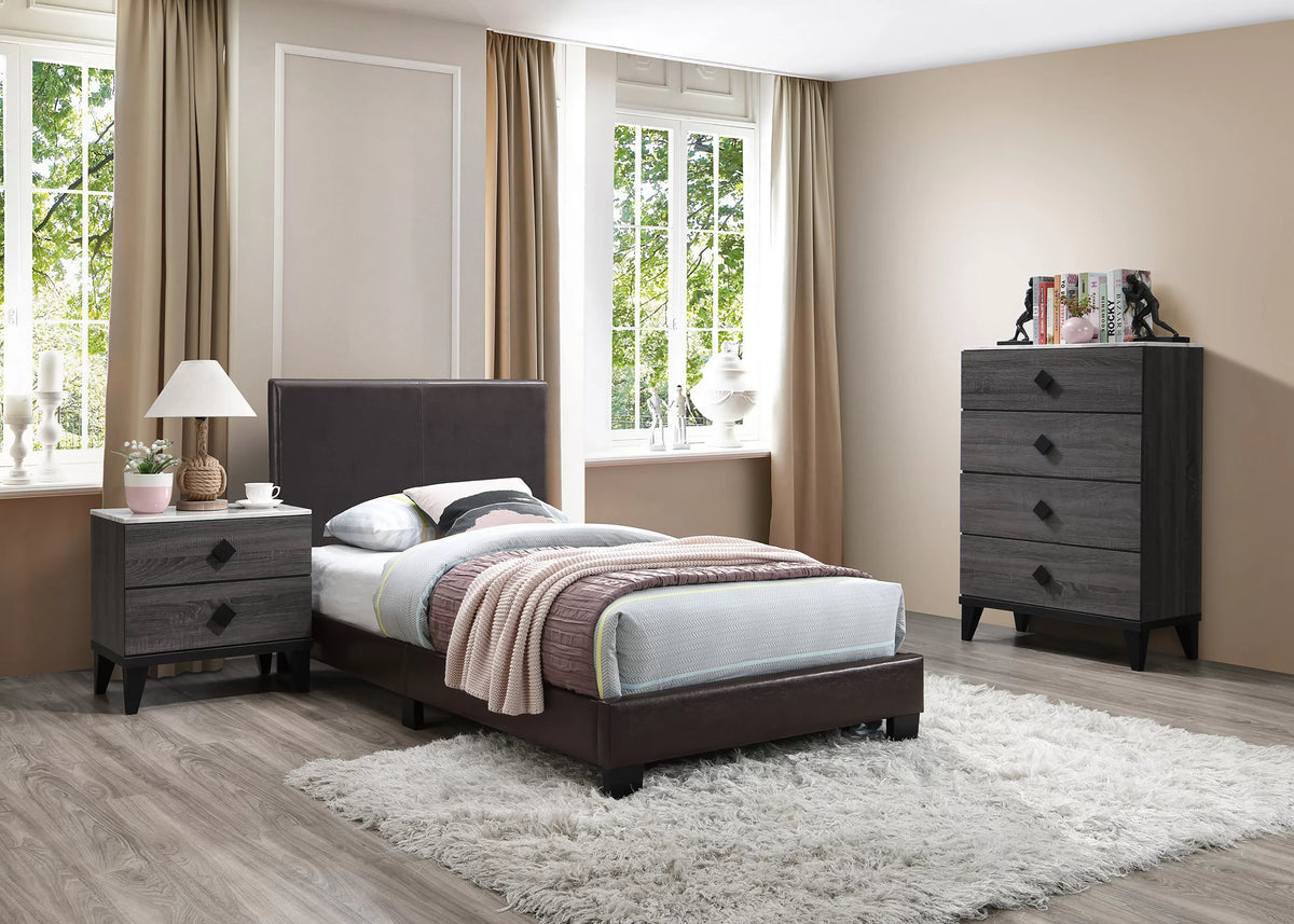 The Mercer Brown Faux Leather Twin Bed Frame - view 1
