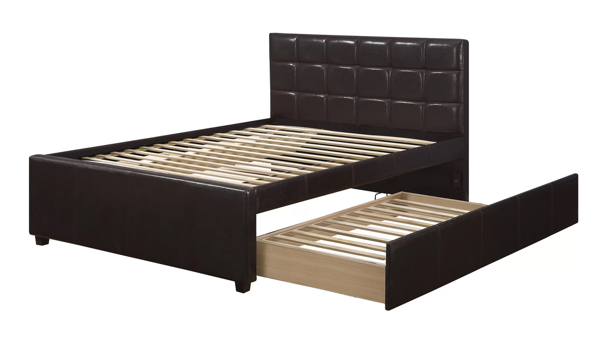 Cama Nido Yates Twin Espresso de Cuero Sintético con Almacenamiento
