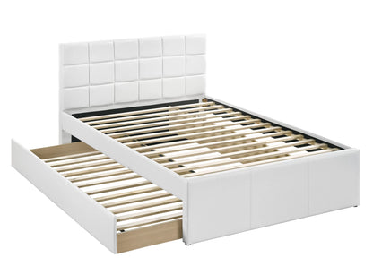 Cama Nido Odette Twin Blanco de Cuero Sintético con Almacenamiento