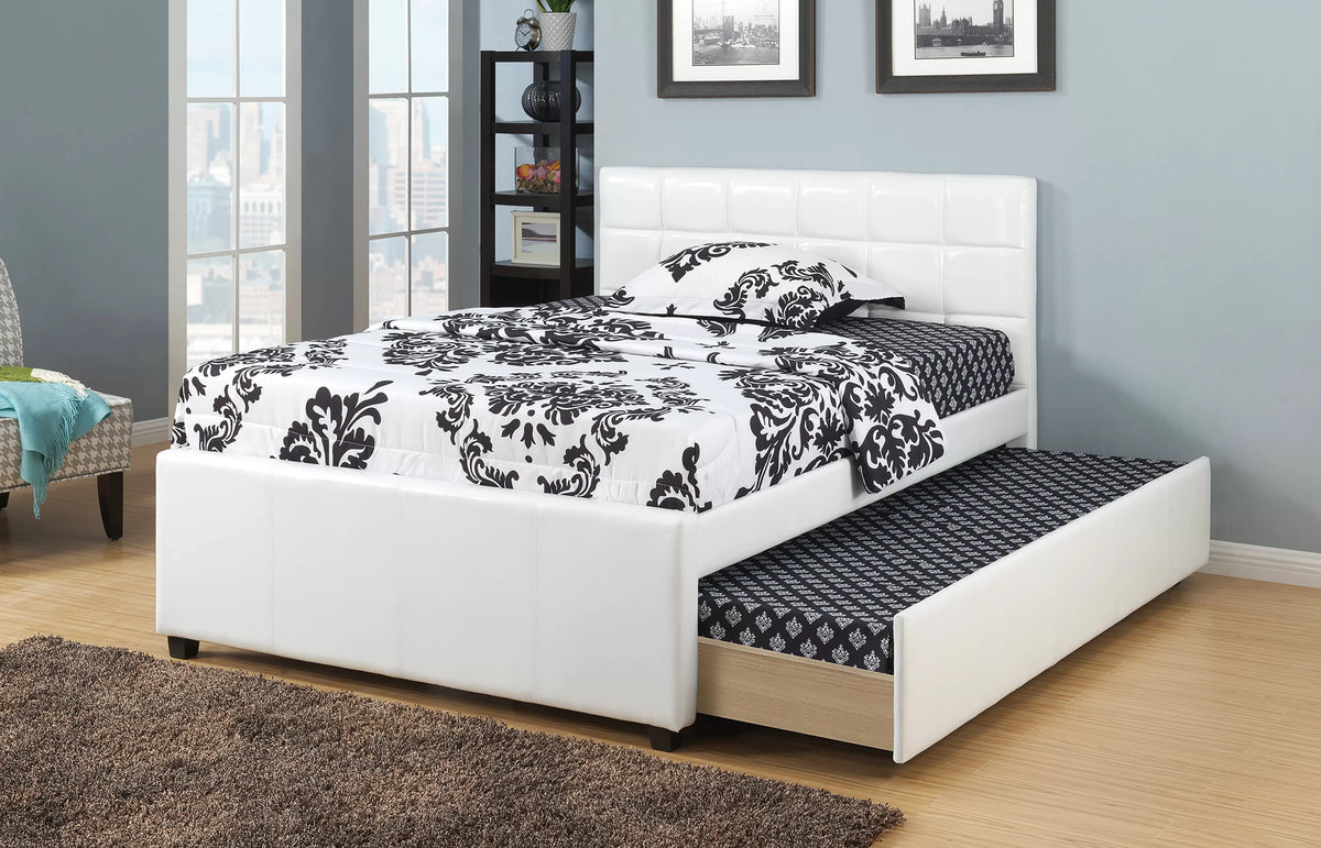 Cama Nido Odette Twin Blanco de Cuero Sintético con Almacenamiento