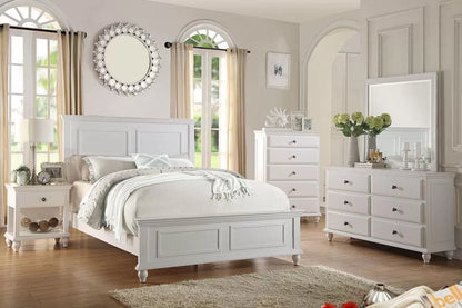 Queen Bed Frame – White Wood Modern Design | F9270Q