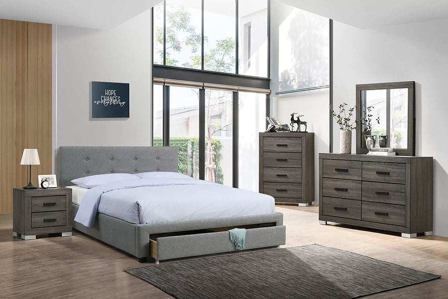 Cama Pruitt Queen Claro Gris de Yute