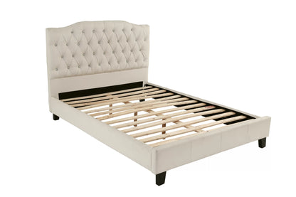 The Blanche Queen White Faux Leather Button-Tufted Bed