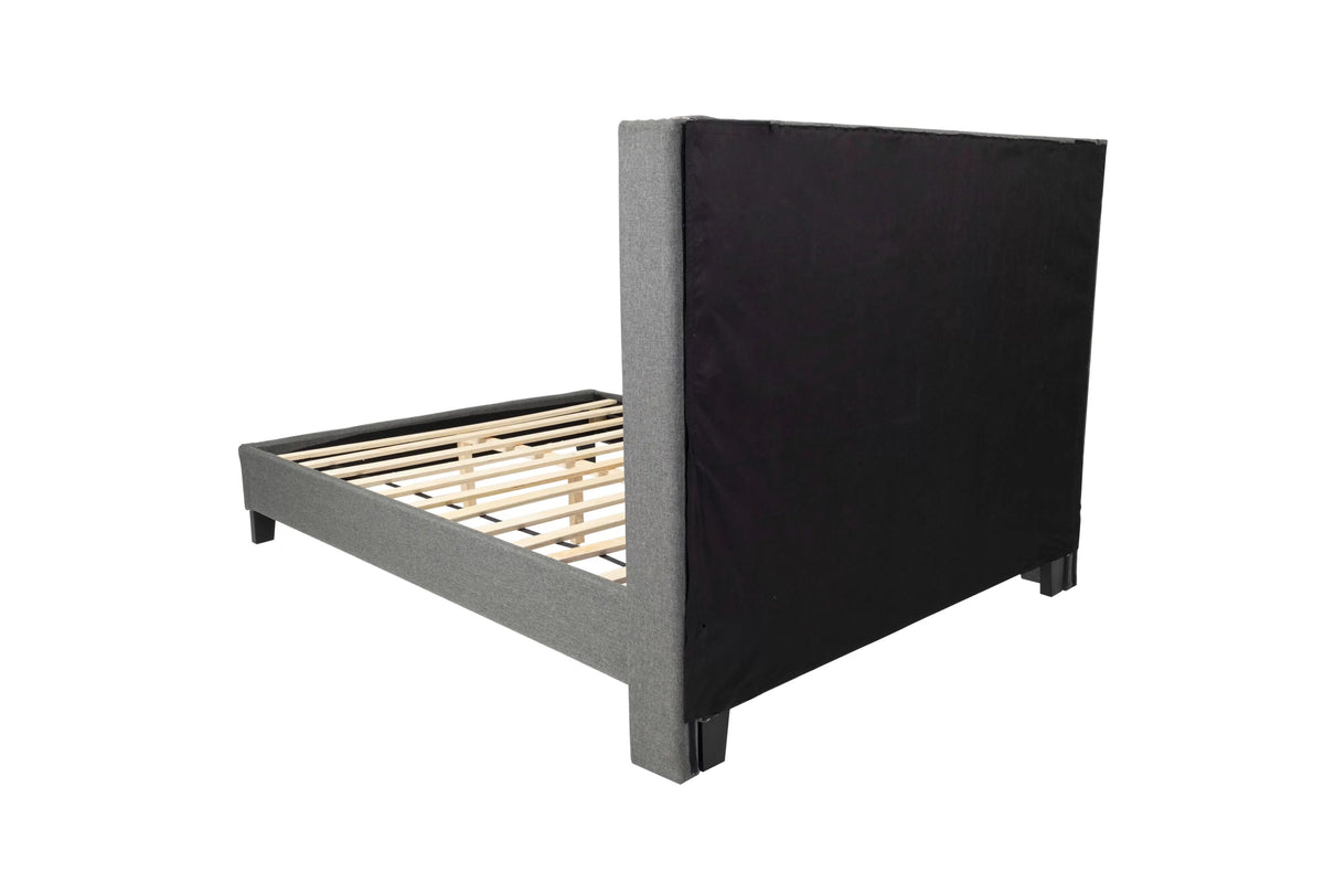 The Dale Queen Blue Gray Polyfiber Arched Button-Tufted Bed with Nailhead