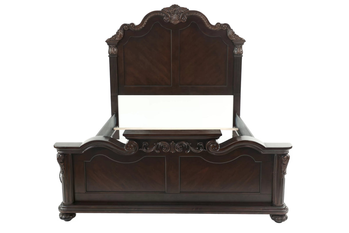 The Majestic Eastern King Dark Wood Panel Bed