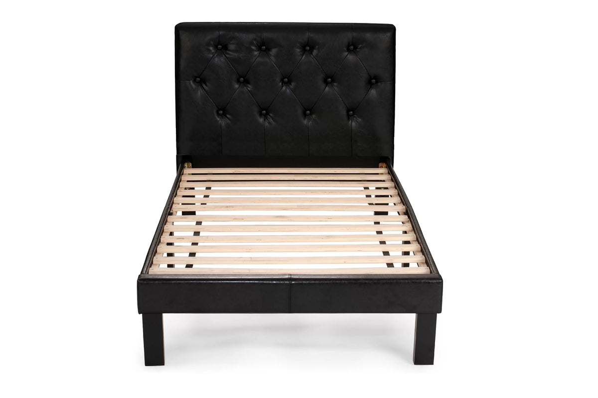 The Bristol Black Faux leather Twin Bed Frame, Nightstand & Chest – 3 Piece - view 2