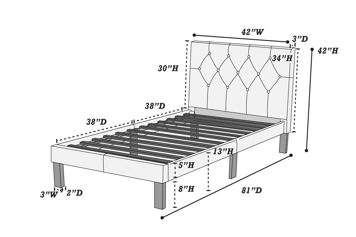 The Bristol Black Faux Leather Twin Bed Frame – Button-Tufted - view 7