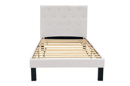 The Bristol White Faux Leather Twin Bed Frame – Button-Tufted - view 2