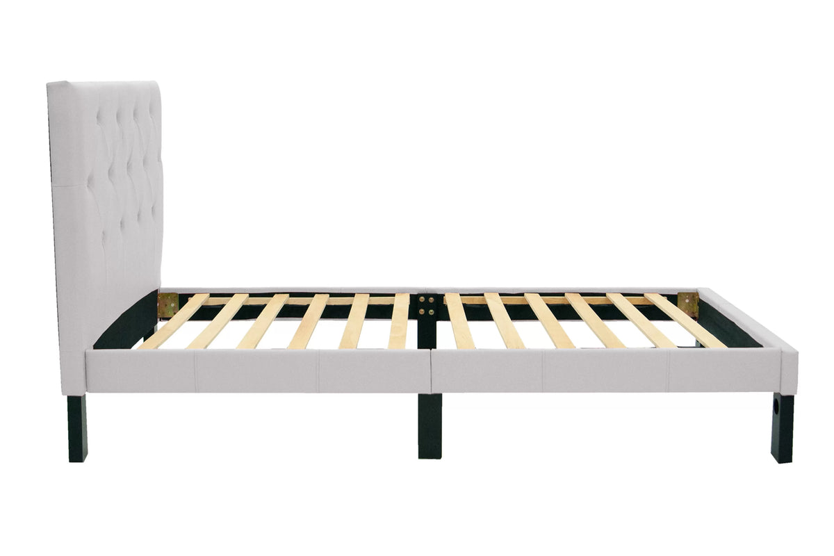 The Bristol White Faux Leather Twin Bed Frame – Button-Tufted - view 4
