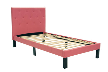 The Bristol Pink Faux leather Twin Bed Frame, Nightstand & Chest – 3 Piece - view 3