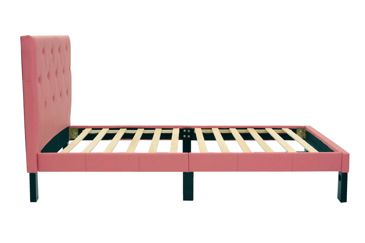 The Bristol Pink Faux Leather Twin Bed Frame – Button-Tufted - view 4