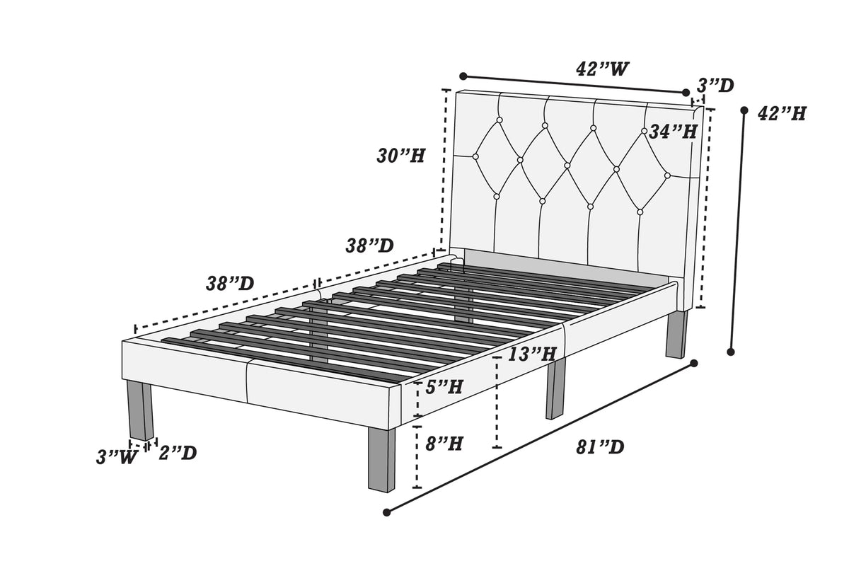 The Bristol Pink Faux Leather Twin Bed Frame – Button-Tufted - view 7
